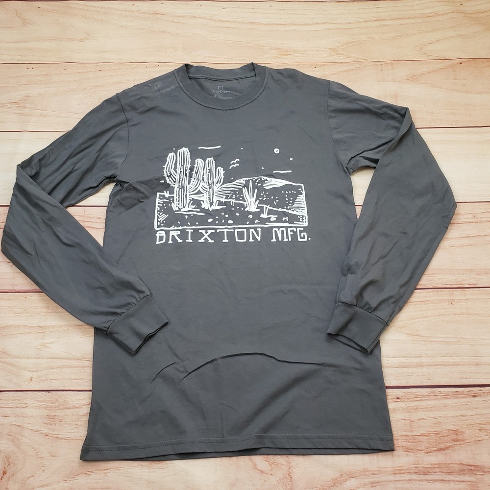 Brixton Shirt Mens Small Gray Skate Desert Cactus Long Sleeve T-Shirt Adult‎